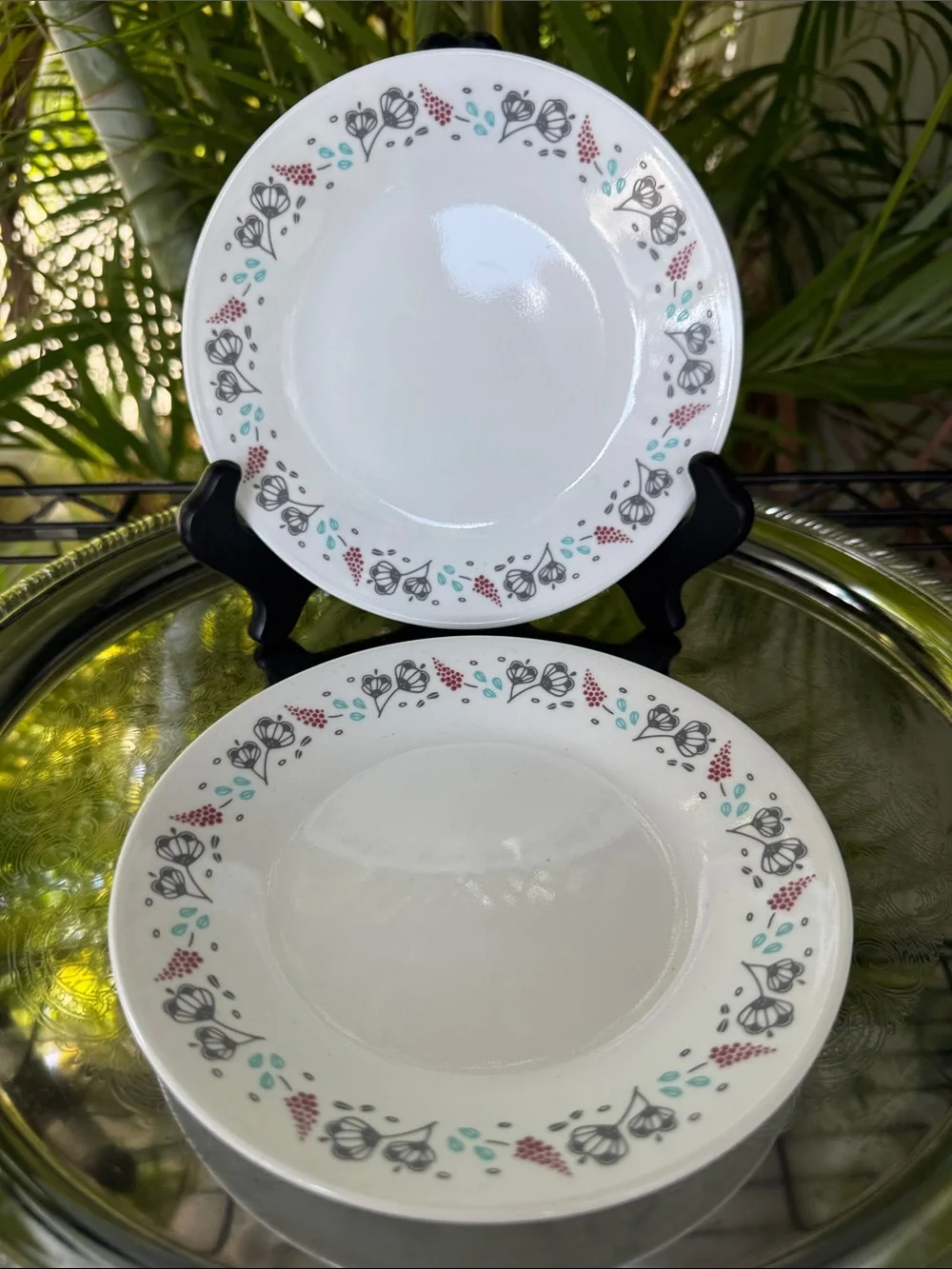 Corelle Nordic Bloom 6.75” Side Bread Dessert Plates Set of 2